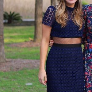 Elegant Navy Lace Dress